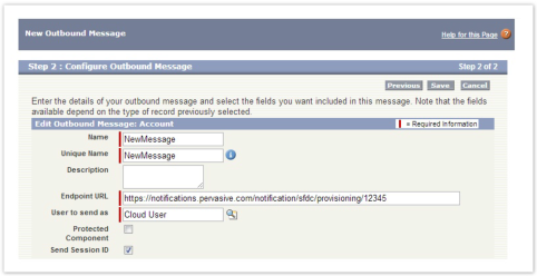 Configuring outbound message