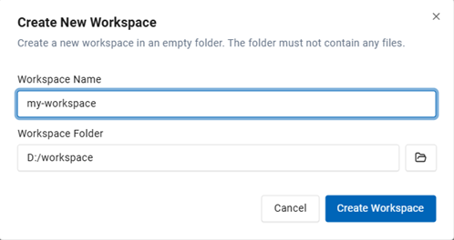 Create New Workspace Dialog