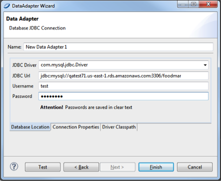 Entering your database location