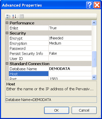 The Advanced Properties window